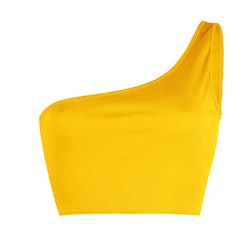 Gul Crop Top - En Axelband | Sexiga Damkläder