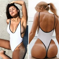 White Swimsuit with Black Edges - Stylish & Sexy