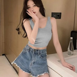 Grå Crop Top - Breda axelremmar | Hot Woman Clothes