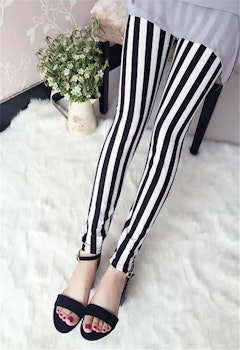 Striped Leggings - Black & White | Hot Women Clothes