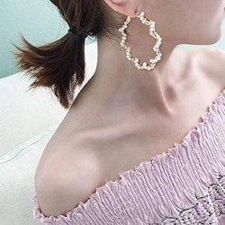 Hoop Örhängen med Pärlor - Guld färg | Hot Woman Clothes