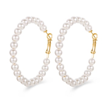 Gold Hoop Earrings with Pearls – Hot Woman Clothes