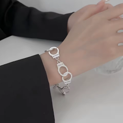 Bracelet with Handcuffs & text "FREEDOM" | Silver color