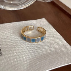 Adjustable Gold-Tone Ring - Blue Stones | HotWomanClothes