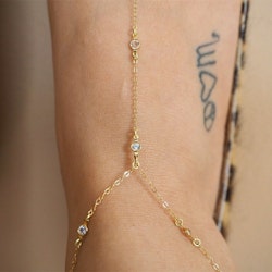 Justerbar Fotlänk med Tå-Ring i Guld & Silver| Rhinestone