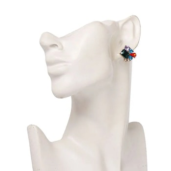 Earrings – Green Blue Red & Clear Crystals