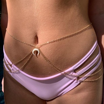 Crescent Moon Waist Chain - Adjustable Body Jewelry | Gold & Silver