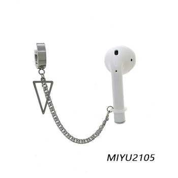 Silver Earring with Chain for AirPods | Open Triangle