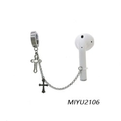 AirPods Earring - Two Crosses & Silver Chain | Headphone Accessory