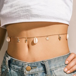Waist chain with Seashells and Starfish – Gold color
