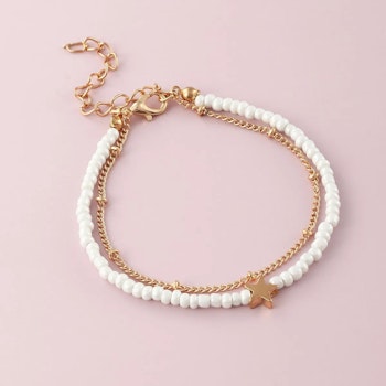 Anklet with Pearls & Star – 2 Chains | Gold & Silver
