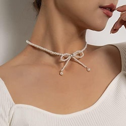 Pärlchoker med Rosett | Halsband från Hot Woman Clothes