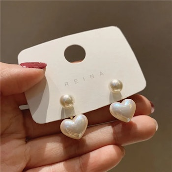 Heart-shaped pearl earrings – Elegant | Hot Woman Clothes