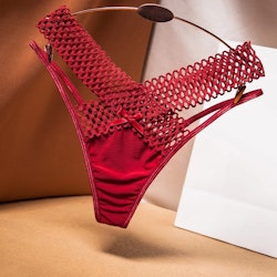 Burgundy Panties with Mesh Structure & Bow - Passionate Moments