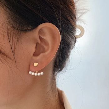 Heart Pearl Earrings – Heart Detail & Classic Round Design