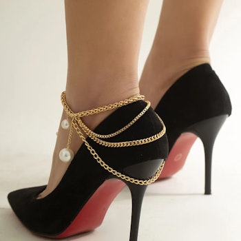 Anklet with Beads for High Heels – Gold & Silver