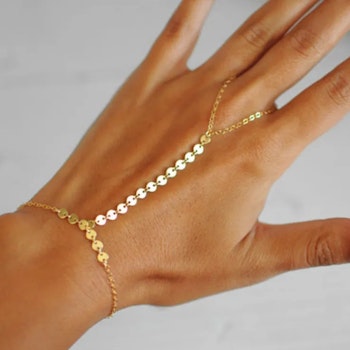 Finger Bracelet with Sequins in Gold & Silver | Hot Clothes