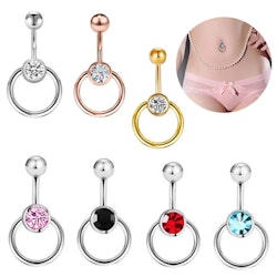 Belly Button Ring with Crystal & Ring – Sexy Piercing in Steel