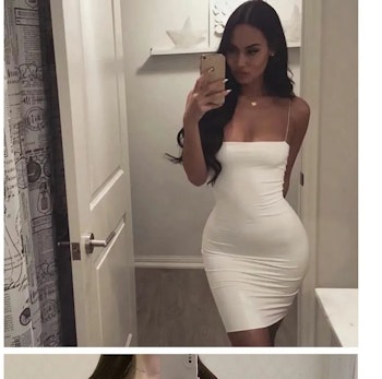Mini-robe moulante blanche à bretelles spaghetti – Sexy et élégante