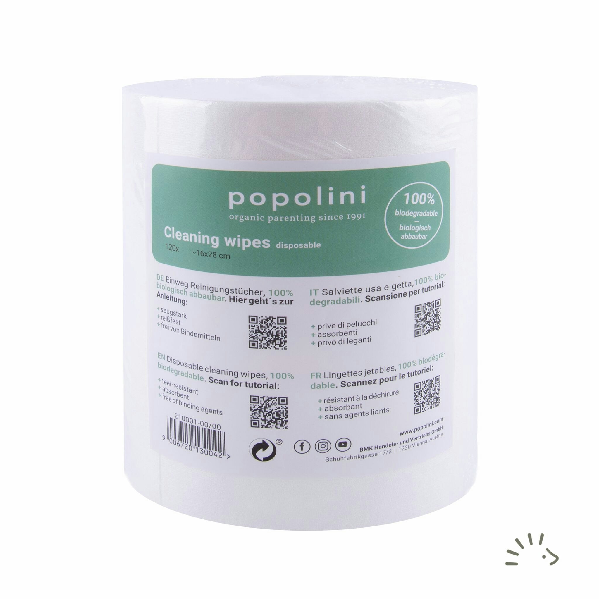 Popolini cleansing wipes, engångs