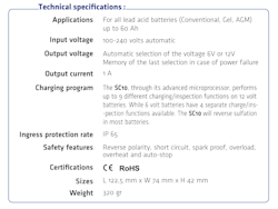 SC Power charger 6/12V 1A - 9 phases