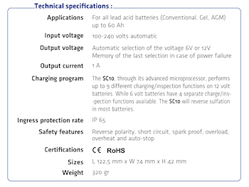 SC Power charger 6/12V 1A - 9 phases