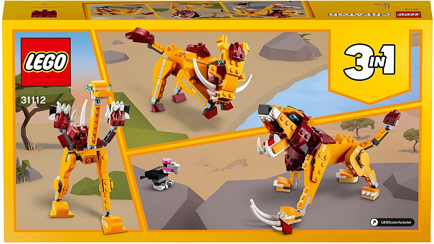 LEGO  Creator Vilt lejon Byggsats, 3-i-1 Set,31112