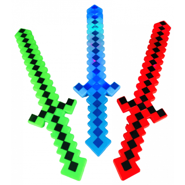 Batteridriven Pixelsvärd med Ljus och Ljud, 62cm