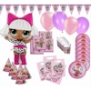 LOL Surprise Komplett Kalaspaket med ballonger och engångsartiklar rosa och lila