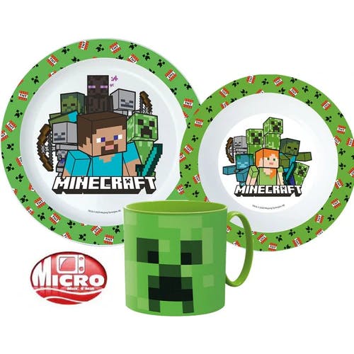 Minecraft Mikrovågsugn Barnservis - 5 Delar Grön och svart