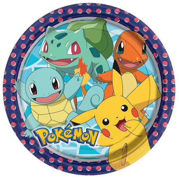 Pokémon (Pikatchu) Komplett Kalaspaket blå gul röd och grön med ballonger och engångsartiklar
