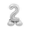 Stor Sifferballong, Nummer (2) med Ställning Silver metallic