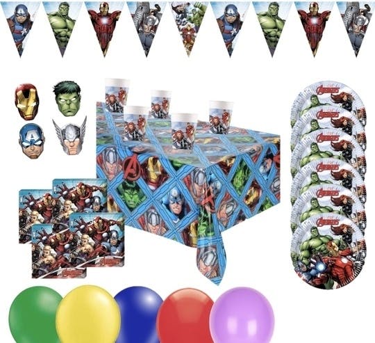 Marvel Avengers, Komplett Kalaspaket 64 st Flerfärgad med ballonger Folieballong och engångsartiklar