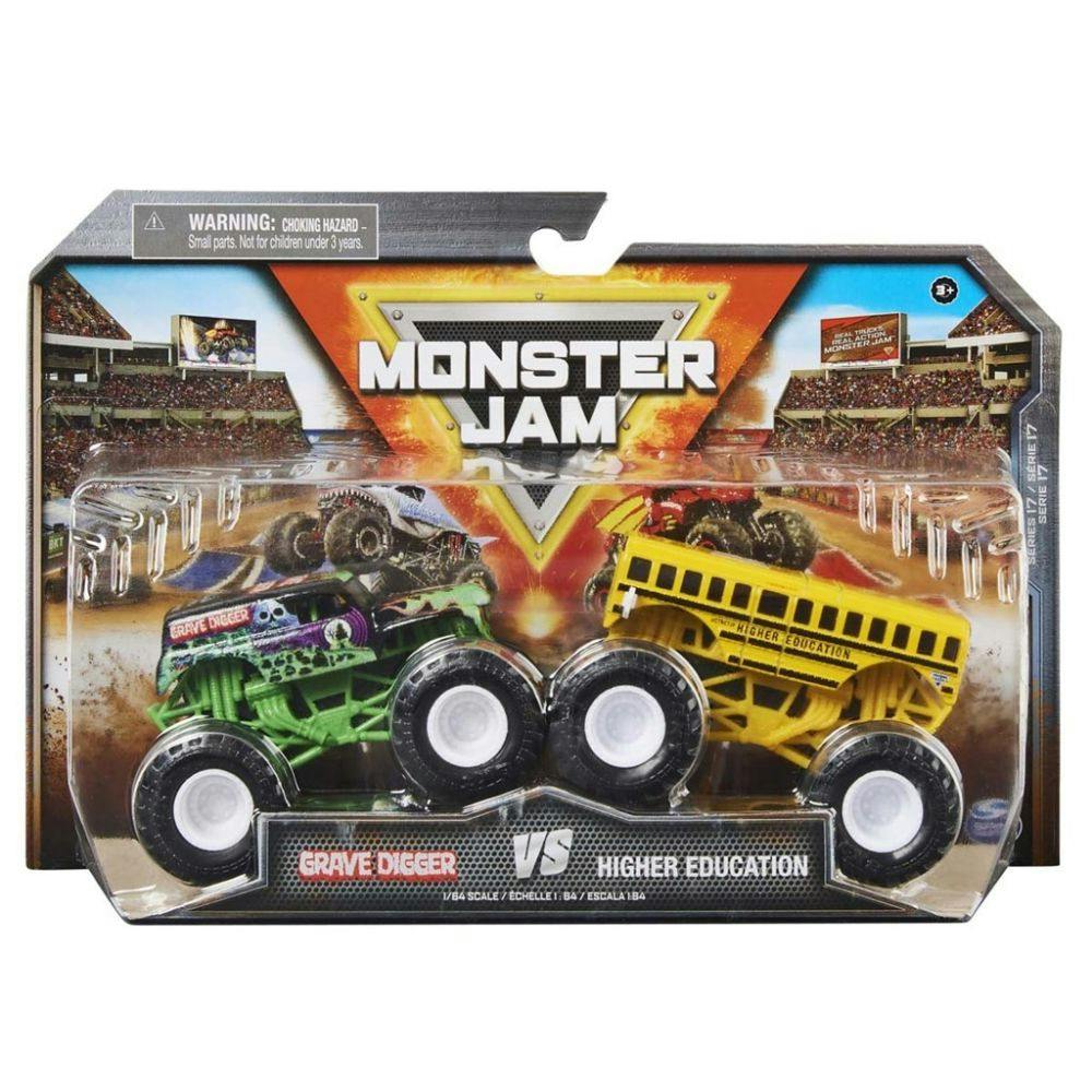 Monster Jam 2 pack - Grave Digger vs Higher, 1:64