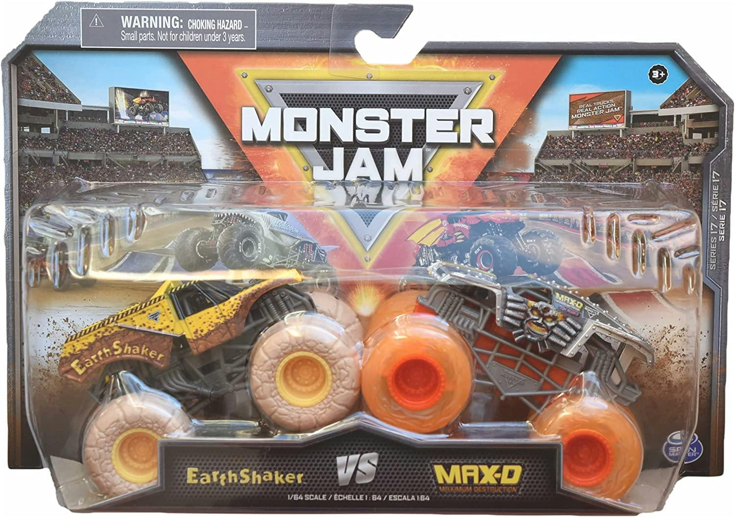 Monster Jam 2 pack Earth Shaker vs. Max-D, 1:64
