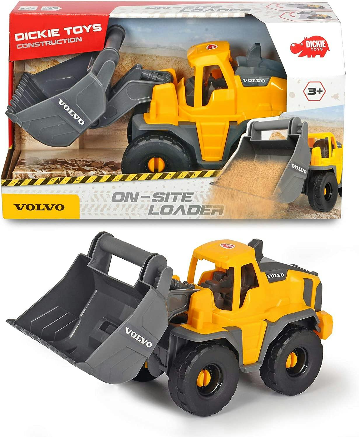 Dickie Toys Volvo On-site Loader, en gul och grå hjullastare