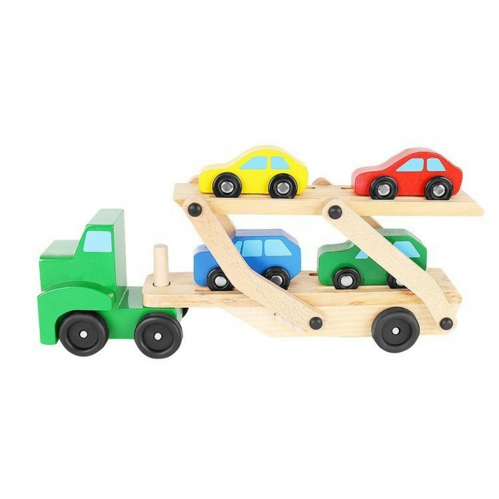 Biltransport med Färgglada Bilar i Trä