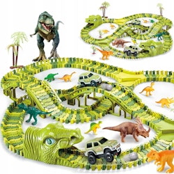 Iso Trade Dinobana med 8 Dinosaurier, En Bil och Tillbehör