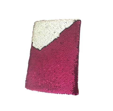 Rosa/Silver A5 Glittrig Anteckningsbok med Paljetter