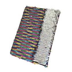 Flerfärgad/Silver Glittrig Regnbågens Anteckningsbok med Paljetter