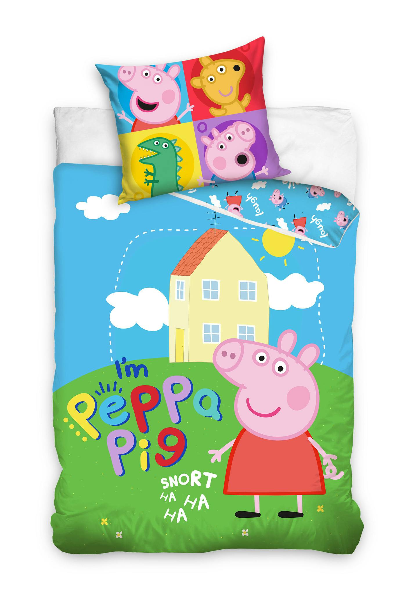 Peppa Pig färgglada sängkläder i bomull, 150x210 cm