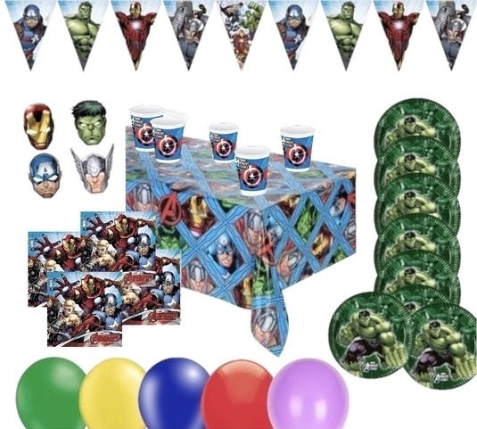Marvel Avengers, Komplett Kalaspaket 64 st Flerfärgad med ballonger Folieballong och engångsartiklar
