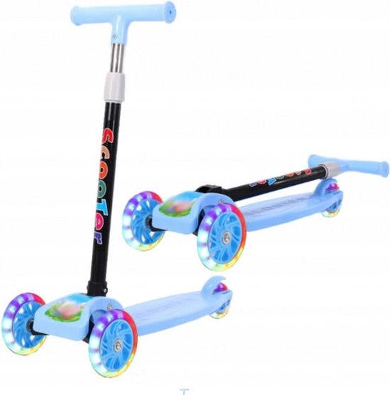 Sparkcykel Trehjuling, Scooter för Barn med Ljusande Däck, Blå