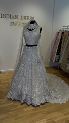 Bridal lehenga with tail white color
