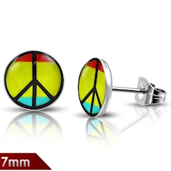Stiftörhängen Regnbågsfärgad cirkel pride Peace 7 mm