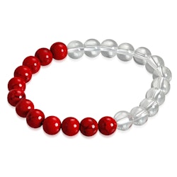 Armband, kristallklara- och Rödfärgade Pärlor, Healing Meditation