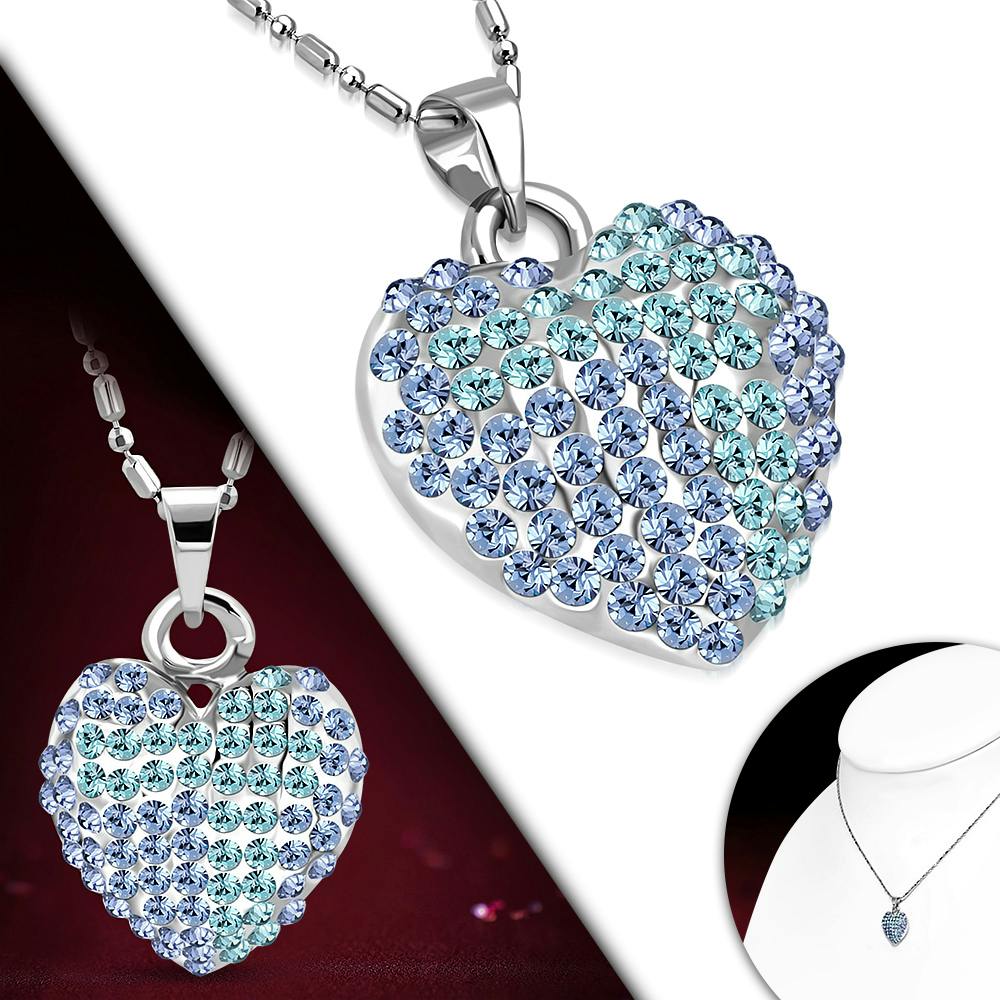 Halsband Hjärta med blåa Cubic Zirkonia