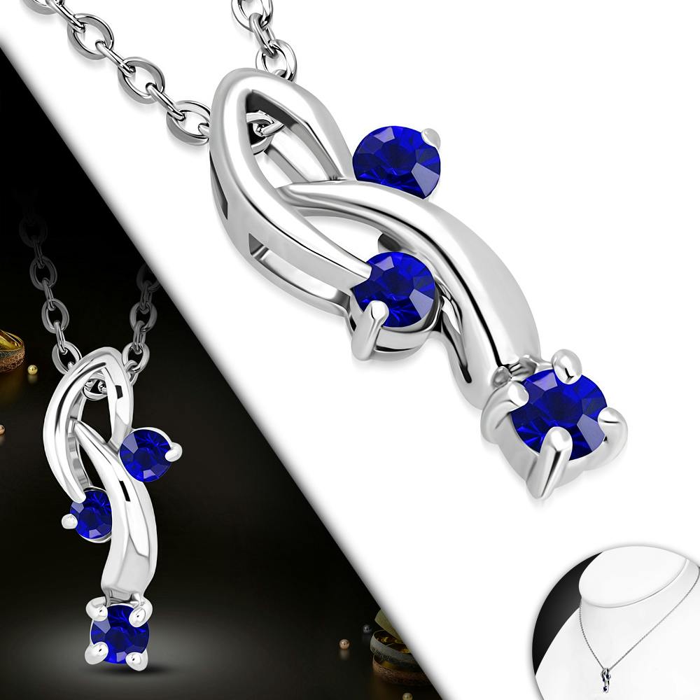 Halsband Snirklar med blå Cubic Zirkonia