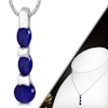 Halsband hänge med  ovala  cirklar  blåa kattögonstenar