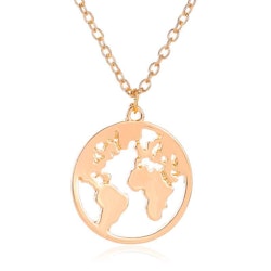 Halsband Guldfärgad Världen Världskarta